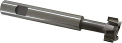 Made in USA - 1" Cut Diam, 1/2" Cut Width, 7/16" Neck Diam, 5/8" Shank Diam, 4-5/16" OAL, M42 Cobalt T-Slot Cutter - Uncoated, Staggered Teeth, 8 Teeth, Weldon Flat - Apex Tool & Supply