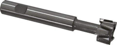 Made in USA - 1" Cut Diam, 5/8" Cut Width, 7/16" Neck Diam, 5/8" Shank Diam, 4-5/16" OAL, M42 Cobalt T-Slot Cutter - Uncoated, Staggered Teeth, 8 Teeth, Weldon Flat - Apex Tool & Supply