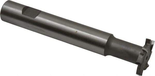 Made in USA - 1-1/4" Cut Diam, 3/16" Cut Width, 19/32" Neck Diam, 3/4" Shank Diam, 5-1/8" OAL, M42 Cobalt T-Slot Cutter - Uncoated, Staggered Teeth, 8 Teeth, Weldon Flat - Apex Tool & Supply