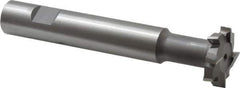 Made in USA - 1-1/4" Cut Diam, 5/16" Cut Width, 19/32" Neck Diam, 3/4" Shank Diam, 5-1/8" OAL, M42 Cobalt T-Slot Cutter - Uncoated, Staggered Teeth, 8 Teeth, Weldon Flat - Apex Tool & Supply