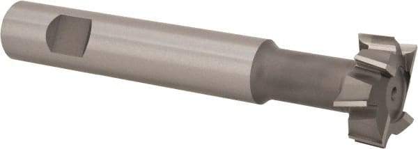 Made in USA - 1-1/4" Cut Diam, 1/2" Cut Width, 19/32" Neck Diam, 3/4" Shank Diam, 5-1/8" OAL, M42 Cobalt T-Slot Cutter - Uncoated, Staggered Teeth, 8 Teeth, Weldon Flat - Apex Tool & Supply