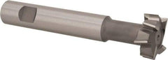Made in USA - 1-1/4" Cut Diam, 1/2" Cut Width, 19/32" Neck Diam, 3/4" Shank Diam, 5-1/8" OAL, M42 Cobalt T-Slot Cutter - Uncoated, Staggered Teeth, 8 Teeth, Weldon Flat - Apex Tool & Supply