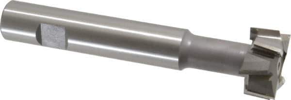 Made in USA - 1-1/4" Cut Diam, 5/8" Cut Width, 19/32" Neck Diam, 3/4" Shank Diam, 5-1/8" OAL, M42 Cobalt T-Slot Cutter - Uncoated, Staggered Teeth, 8 Teeth, Weldon Flat - Apex Tool & Supply