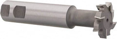 Made in USA - 1-1/2" Cut Diam, 3/8" Cut Width, 23/32" Neck Diam, 1" Shank Diam, 5-5/16" OAL, M42 Cobalt T-Slot Cutter - Uncoated, Staggered Teeth, 8 Teeth, Weldon Flat - Apex Tool & Supply