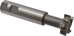 Made in USA - 1-1/2" Cut Diam, 1/2" Cut Width, 23/32" Neck Diam, 1" Shank Diam, 5-5/16" OAL, M42 Cobalt T-Slot Cutter - Uncoated, Staggered Teeth, 8 Teeth, Weldon Flat - Apex Tool & Supply