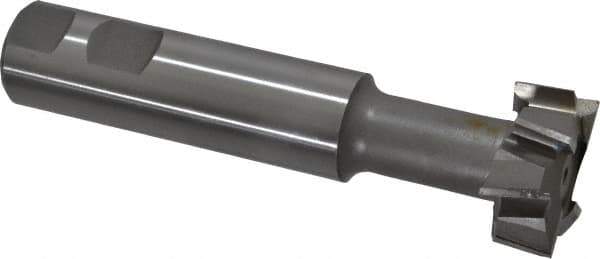 Made in USA - 1-1/2" Cut Diam, 5/8" Cut Width, 23/32" Neck Diam, 1" Shank Diam, 5-5/16" OAL, M42 Cobalt T-Slot Cutter - Uncoated, Staggered Teeth, 8 Teeth, Weldon Flat - Apex Tool & Supply