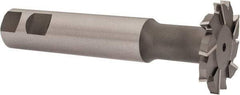 Made in USA - 2" Cut Diam, 1/4" Cut Width, 51/64" Neck Diam, 1" Shank Diam, 5-11/16" OAL, M42 Cobalt T-Slot Cutter - Uncoated, Staggered Teeth, 10 Teeth, Weldon Flat - Apex Tool & Supply