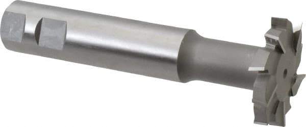 Made in USA - 2" Cut Diam, 3/8" Cut Width, 51/64" Neck Diam, 1" Shank Diam, 5-11/16" OAL, M42 Cobalt T-Slot Cutter - Uncoated, Staggered Teeth, 10 Teeth, Weldon Flat - Apex Tool & Supply