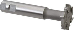 Made in USA - 2" Cut Diam, 3/8" Cut Width, 51/64" Neck Diam, 1" Shank Diam, 5-11/16" OAL, M42 Cobalt T-Slot Cutter - Uncoated, Staggered Teeth, 10 Teeth, Weldon Flat - Apex Tool & Supply