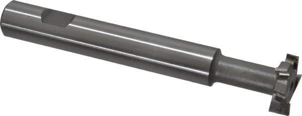 Made in USA - 1" Cut Diam, 1/4" Cut Width, 7/16" Neck Diam, 5/8" Shank Diam, 4-15/16" OAL, M2 High Speed Steel T-Slot Cutter - Uncoated, Staggered Teeth, 8 Teeth, Weldon Flat - Apex Tool & Supply