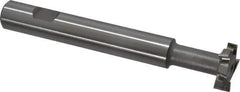 Made in USA - 1" Cut Diam, 1/4" Cut Width, 7/16" Neck Diam, 5/8" Shank Diam, 4-15/16" OAL, M2 High Speed Steel T-Slot Cutter - Uncoated, Staggered Teeth, 8 Teeth, Weldon Flat - Apex Tool & Supply