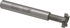 Made in USA - 1" Cut Diam, 5/16" Cut Width, 7/16" Neck Diam, 5/8" Shank Diam, 4-15/16" OAL, M2 High Speed Steel T-Slot Cutter - Uncoated, Staggered Teeth, 8 Teeth, Weldon Flat - Apex Tool & Supply