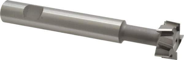 Made in USA - 1" Cut Diam, 1/2" Cut Width, 7/16" Neck Diam, 5/8" Shank Diam, 4-15/16" OAL, M2 High Speed Steel T-Slot Cutter - Uncoated, Staggered Teeth, 8 Teeth, Weldon Flat - Apex Tool & Supply
