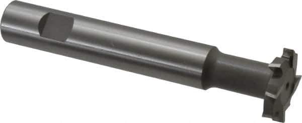 Made in USA - 1-1/4" Cut Diam, 1/4" Cut Width, 19/32" Neck Diam, 3/4" Shank Diam, 5-1/8" OAL, M2 High Speed Steel T-Slot Cutter - Uncoated, Staggered Teeth, 8 Teeth, Weldon Flat - Apex Tool & Supply