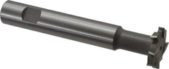 Made in USA - 1-1/4" Cut Diam, 1/4" Cut Width, 19/32" Neck Diam, 3/4" Shank Diam, 5-1/8" OAL, M2 High Speed Steel T-Slot Cutter - Uncoated, Staggered Teeth, 8 Teeth, Weldon Flat - Apex Tool & Supply