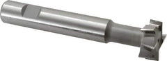 Made in USA - 1-1/4" Cut Diam, 1/2" Cut Width, 19/32" Neck Diam, 3/4" Shank Diam, 5-1/8" OAL, M2 High Speed Steel T-Slot Cutter - Uncoated, Staggered Teeth, 8 Teeth, Weldon Flat - Apex Tool & Supply