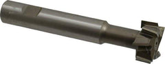Made in USA - 1-1/4" Cut Diam, 5/8" Cut Width, 19/32" Neck Diam, 3/4" Shank Diam, 5-1/8" OAL, M2 High Speed Steel T-Slot Cutter - Uncoated, Staggered Teeth, 8 Teeth, Weldon Flat - Apex Tool & Supply
