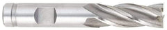 OSG - 19/32", 1-3/8" LOC, 1/2" Shank Diam, 3-3/8" OAL, 4 Flute, Vanadium High Speed Steel Square End Mill - Single End, TiCN Finish, Spiral Flute, 30° Helix, Centercutting, Right Hand Cut, Right Hand Flute, Series 574 - Apex Tool & Supply