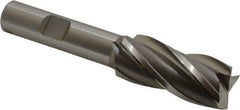 OSG - 23/32", 1-5/8" LOC, 1/2" Shank Diam, 3-5/8" OAL, 4 Flute, Vanadium High Speed Steel Square End Mill - Single End, Uncoated, Spiral Flute, 30° Helix, Centercutting, Right Hand Cut, Right Hand Flute, Series 574 - Apex Tool & Supply