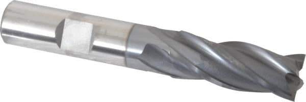 OSG - 17/32", 1-3/8" LOC, 1/2" Shank Diam, 3-3/8" OAL, 4 Flute, Vanadium High Speed Steel Square End Mill - Single End, TiCN Finish, Spiral Flute, 30° Helix, Centercutting, Right Hand Cut, Right Hand Flute, Series 574 - Apex Tool & Supply