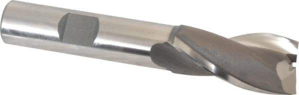 OSG - 21/32", 1-5/16" LOC, 1/2" Shank Diam, 3-5/16" OAL, 2 Flute, Vanadium High Speed Steel Square End Mill - Single End, Uncoated, Spiral Flute, 30° Helix, Centercutting, Right Hand Cut, Right Hand Flute, Series 573 - Apex Tool & Supply