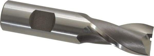 OSG - 3/4", 1-5/16" LOC, 3/4" Shank Diam, 3-9/16" OAL, 2 Flute, Vanadium High Speed Steel Square End Mill - Single End, Uncoated, Spiral Flute, 30° Helix, Centercutting, Right Hand Cut, Right Hand Flute, Series 573 - Apex Tool & Supply