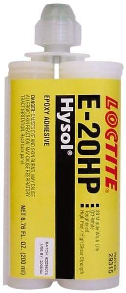 Loctite - 200 mL Cartridge Two Part Epoxy - 20 min Working Time, 4,690 psi Shear Strength, Series E-20HP - Apex Tool & Supply