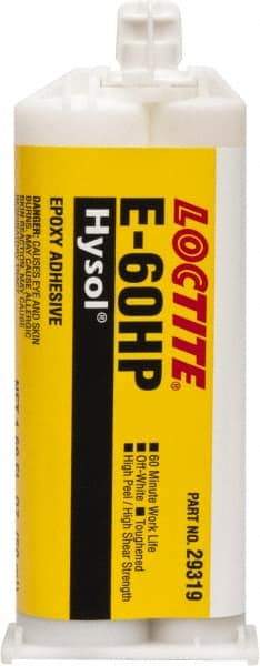 Loctite - 50 mL Cartridge Two Part Epoxy - 60 min Working Time, 4,340 psi Shear Strength, Series E-60HP - Apex Tool & Supply