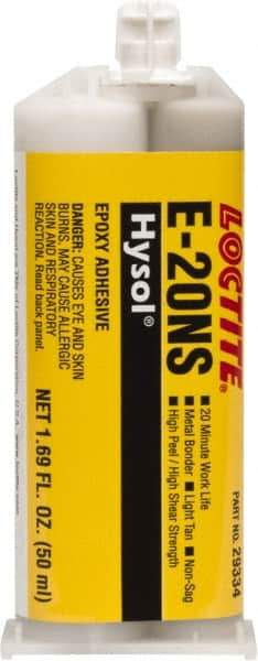 Loctite - 50 mL Cartridge Two Part Epoxy - 20 min Working Time, 2,790 psi Shear Strength, Series E-20NS - Apex Tool & Supply
