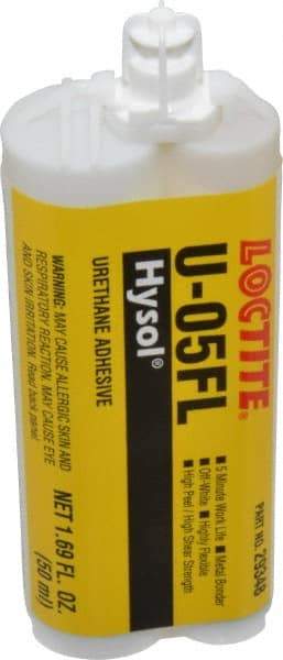 Loctite - 50 mL Cartridge Two Part Urethane Adhesive - 5 min Working Time, 3,110 psi Shear Strength, Series U-05FL - Apex Tool & Supply