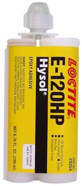 Loctite - 200 mL Cartridge Two Part Epoxy - 120 min Working Time, 4,800 psi Shear Strength, Series E-120HP - Apex Tool & Supply