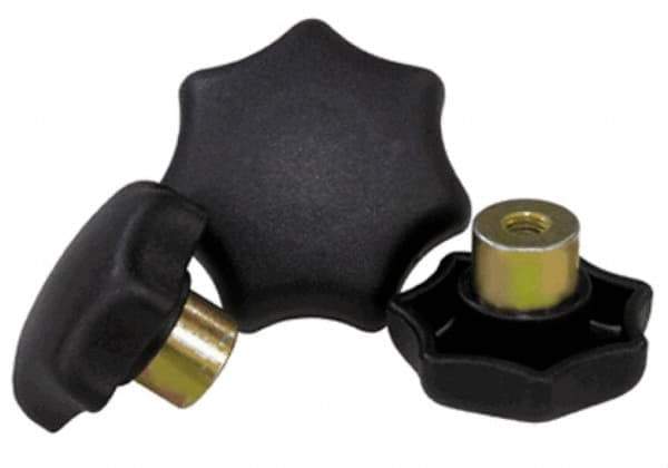 KIPP - 63mm Head Diam, 7 Point Lobed Knob - 12mm Hole, Thermoplastic, Black - Apex Tool & Supply