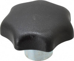 KIPP - 50mm Head Diam, 7 Point Lobed Knob - 10mm Hole, Thermoplastic, Black - Apex Tool & Supply