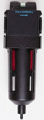 Wilkerson - 3/8" Port Coalescing Filter - Polycarbonate Bowl, Manual Drain, 150 Max psi, 0.05 Micron Rating, 9.3" Long x 2.9" Wide - Apex Tool & Supply