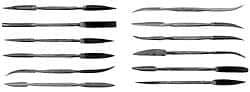 Grobet - 12 Piece Swiss Pattern File Set - 7" Long, 2 Coarseness, Silversmith's Handle - Apex Tool & Supply