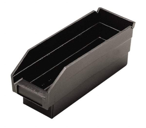 Quantum Storage - 11-5/8" Deep, Black Polypropylene Hopper Shelf Bin - 4" High x 4-1/8" Wide x 11-5/8" Long - Apex Tool & Supply