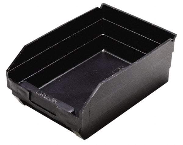 Quantum Storage - 11-5/8" Deep, Black Polypropylene Hopper Shelf Bin - 4" High x 8-3/8" Wide x 11-5/8" Long - Apex Tool & Supply