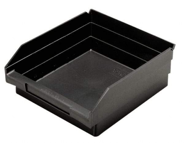 Quantum Storage - 11-5/8" Deep, Black Polypropylene Hopper Shelf Bin - 4" High x 11-1/8" Wide x 11-5/8" Long - Apex Tool & Supply