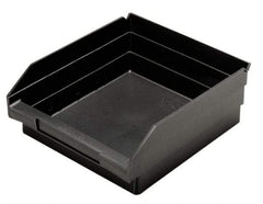 Quantum Storage - 11-5/8" Deep, Black Polypropylene Hopper Shelf Bin - 4" High x 11-1/8" Wide x 11-5/8" Long - Apex Tool & Supply