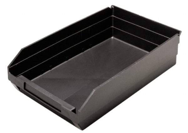 Quantum Storage - 17-7/8" Deep, Black Polypropylene Hopper Shelf Bin - 4" High x 11-1/8" Wide x 17-7/8" Long - Apex Tool & Supply
