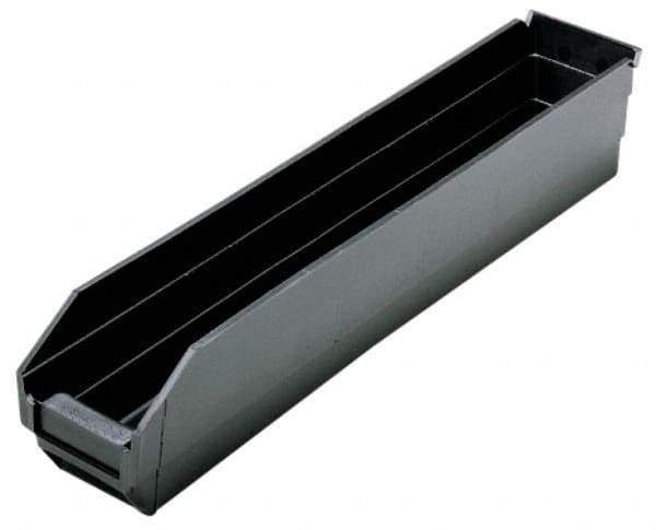 Quantum Storage - 23-5/8" Deep, Black Polypropylene Hopper Shelf Bin - 4" High x 4-1/8" Wide x 23-5/8" Long - Apex Tool & Supply