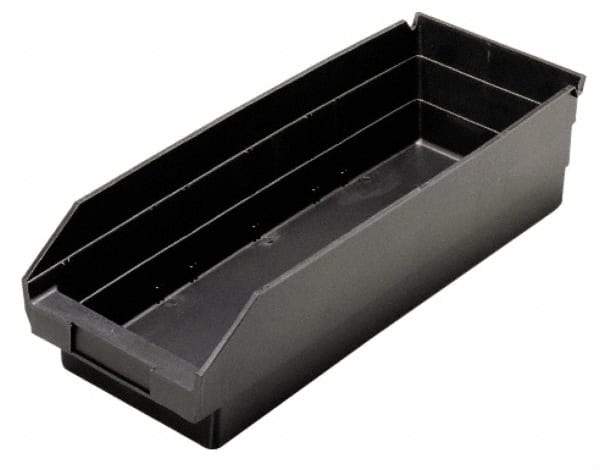 Quantum Storage - 23-5/8" Deep, Black Polypropylene Hopper Shelf Bin - 4" High x 8-3/8" Wide x 23-5/8" Long - Apex Tool & Supply