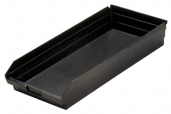 Quantum Storage - 23-5/8" Deep, Black Polypropylene Hopper Shelf Bin - 4" High x 11-1/8" Wide x 23-5/8" Long - Apex Tool & Supply