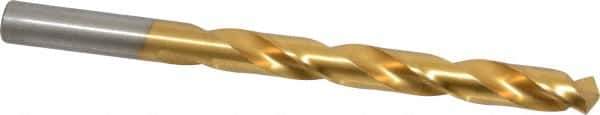 Triumph Twist Drill - 25/64" 135° High Speed Steel Jobber Drill - TiN Finish, Right Hand Cut, Spiral Flute, Straight Shank, 5-1/8" OAL, Split Point - Apex Tool & Supply