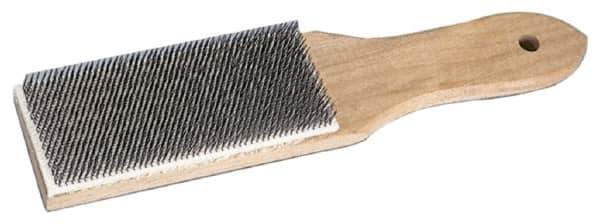 Weiler - 3/4" Trim Length Steel Brush - 4" Brush Length, 8-1/4" OAL, 1/4" Trim Length, Wood Straight Handle - Apex Tool & Supply