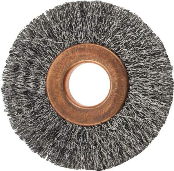 Value Collection - 2" OD, 1/2" Arbor Hole, Crimped Steel Wheel Brush - 5/16" Face Width, 1/2" Trim Length, 0.007" Filament Diam, 15,000 RPM - Apex Tool & Supply