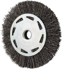 Value Collection - 4" OD, 1/2" Arbor Hole, Crimped Steel Wheel Brush - 7/16" Face Width, 23/32" Trim Length, 0.012" Filament Diam, 5,000 RPM - Apex Tool & Supply