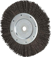 Value Collection - 8" OD, 1/2" Arbor Hole, Crimped Steel Wheel Brush - 9/16" Face Width, 1-9/16" Trim Length, 0.012" Filament Diam, 4,500 RPM - Apex Tool & Supply