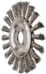 Value Collection - 5" OD, 7/8" Arbor Hole, Knotted Steel Wheel Brush - 1/2" Face Width, 1-1/8" Trim Length, 0.008" Filament Diam, 10,000 RPM - Apex Tool & Supply