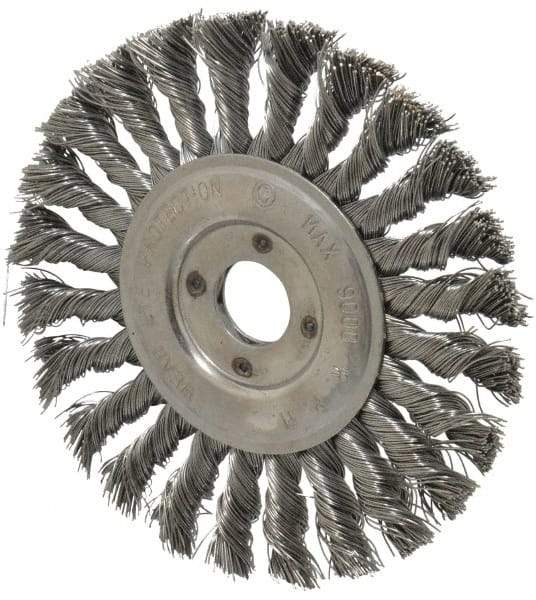 Value Collection - 6" OD, 7/8" Arbor Hole, Knotted Steel Wheel Brush - 1/2" Face Width, 1-1/2" Trim Length, 0.012" Filament Diam, 9,000 RPM - Apex Tool & Supply